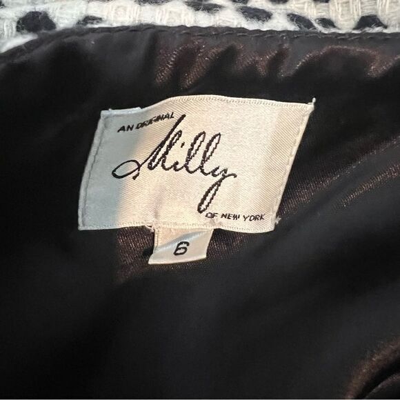 Milly Black Cream Houndstooth Virgin Wool Mini Skirt - Picture 4 of 5